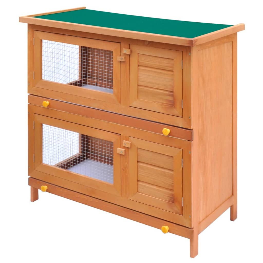 Outdoor rabbit cage small animal shelter cage, 4 doors, wood