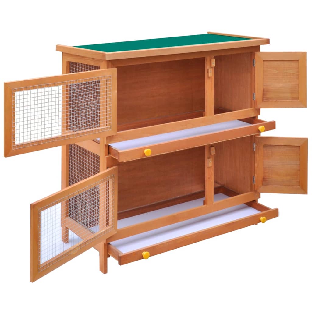 Outdoor rabbit cage small animal shelter cage, 4 doors, wood