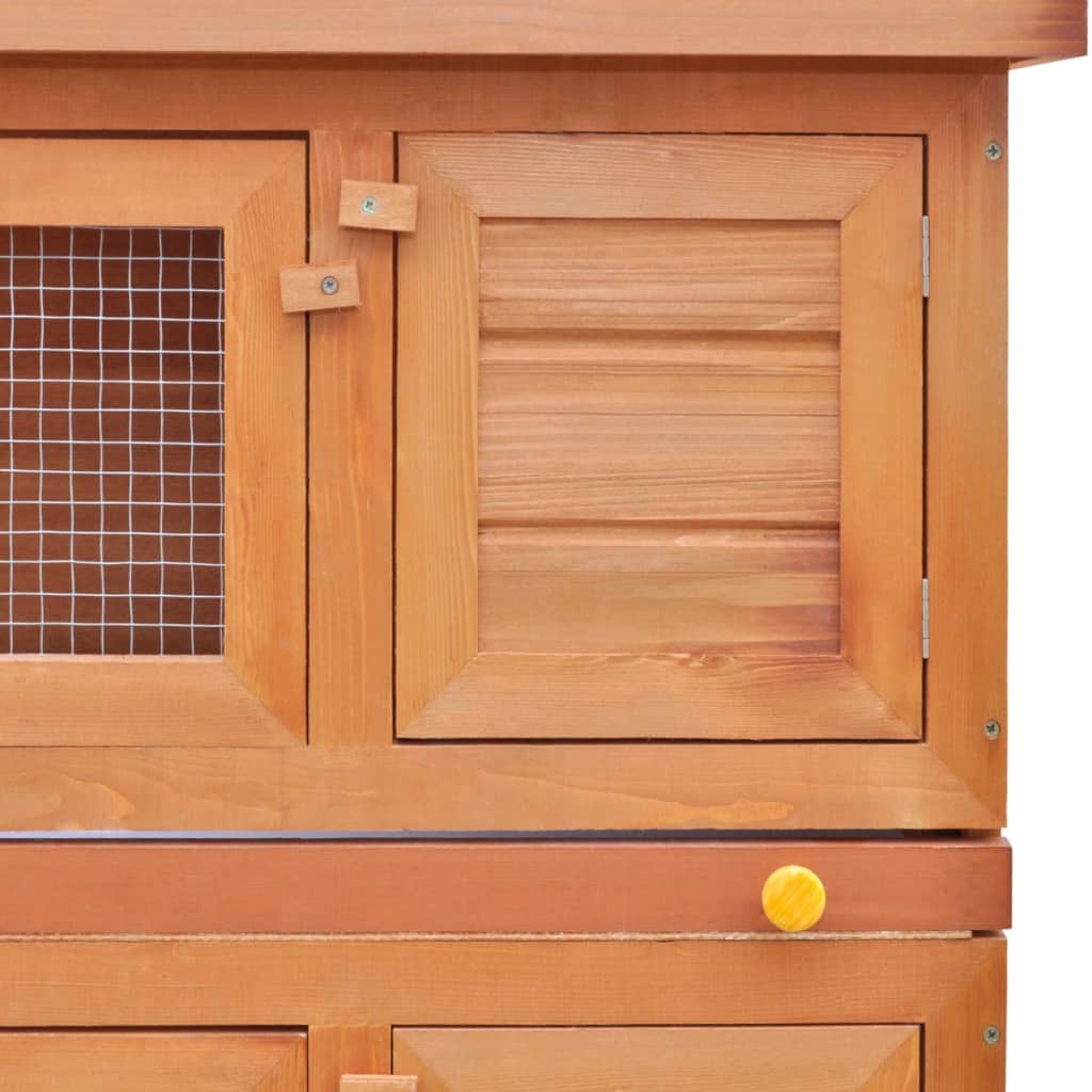 Outdoor rabbit cage small animal shelter cage, 4 doors, wood