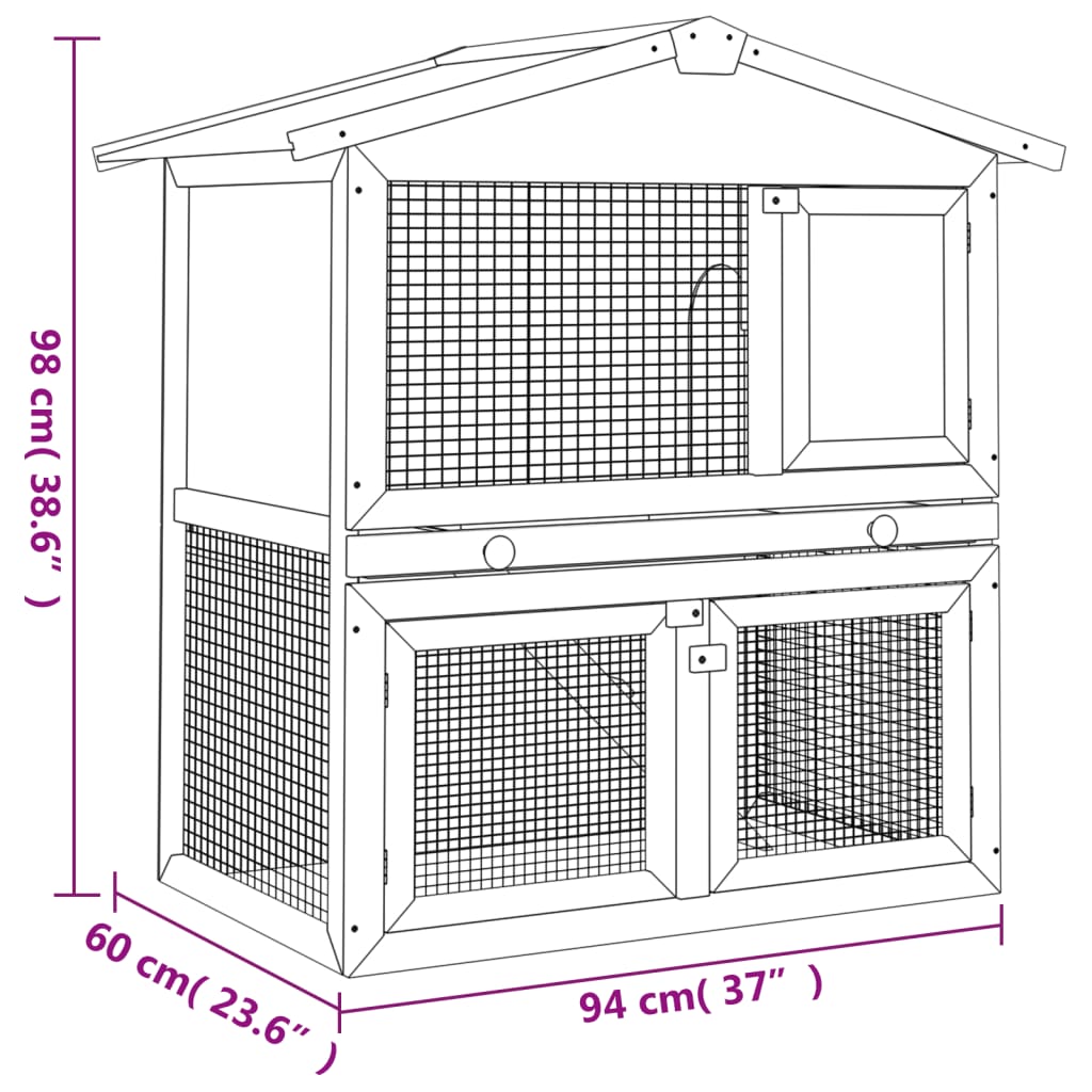 Outdoor rabbit cage small animal shelter cage 3 doors wood