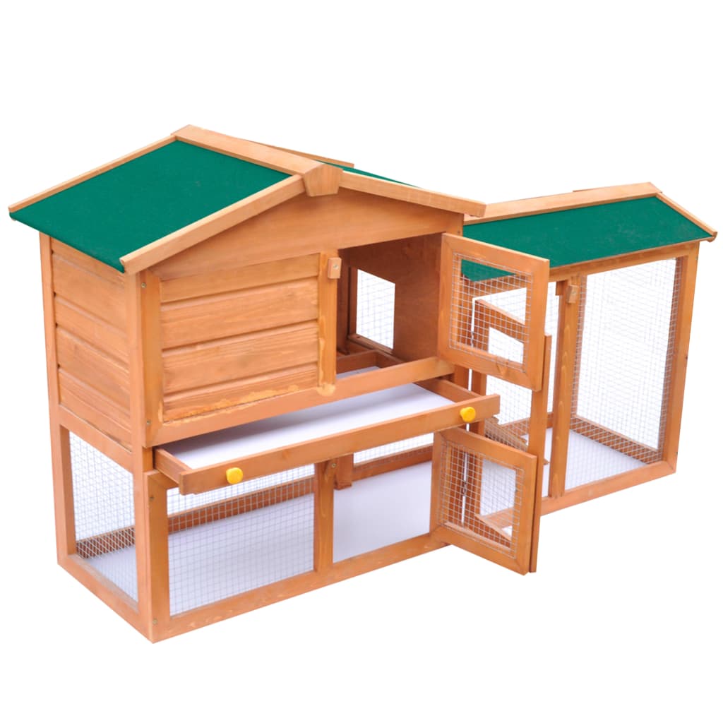 Outdoor rabbit cage, small animal shelter, wood