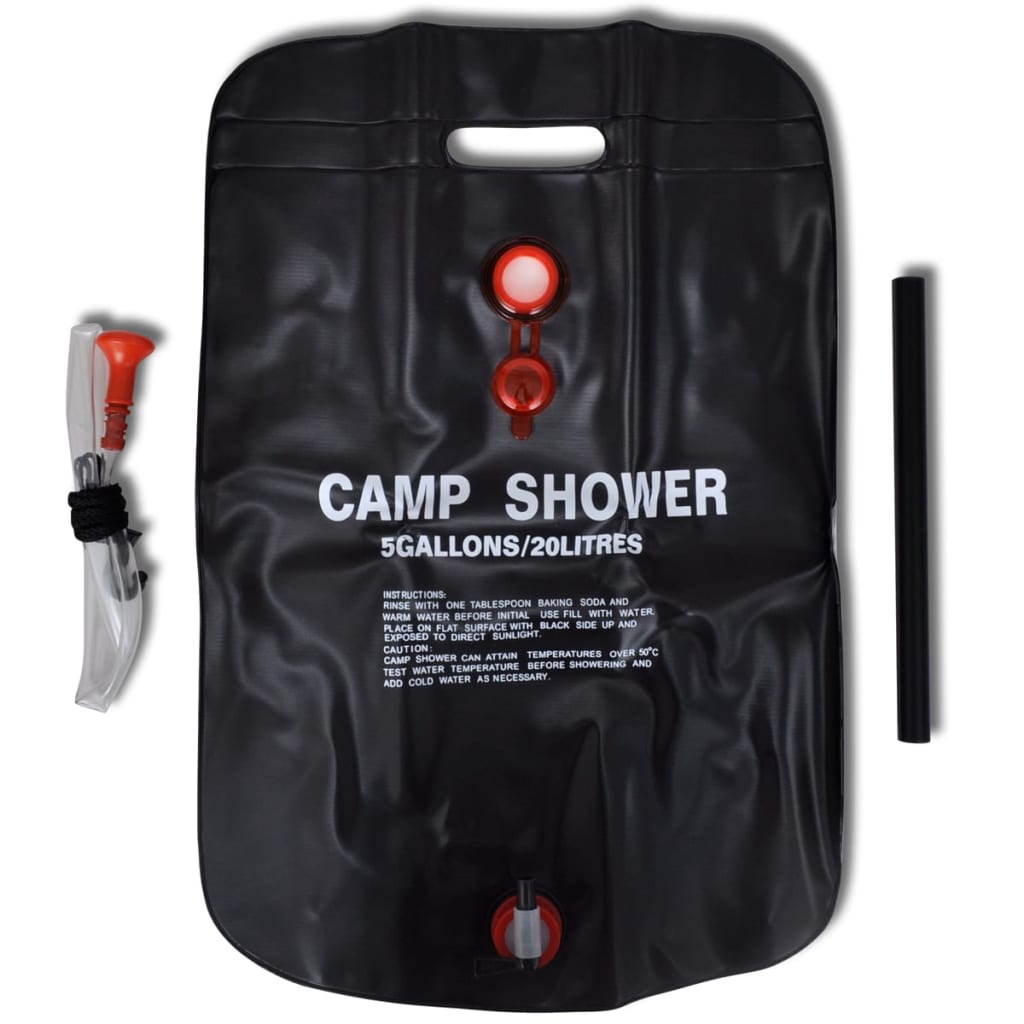 Camp shower, solar shower outdoor bath, 20 L, 2 pcs