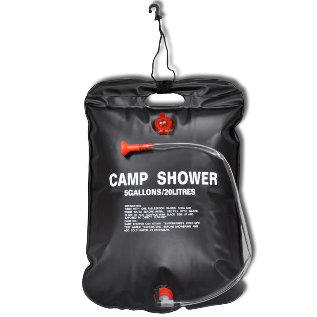 Camp shower, solar shower outdoor bath, 20 L, 2 pcs