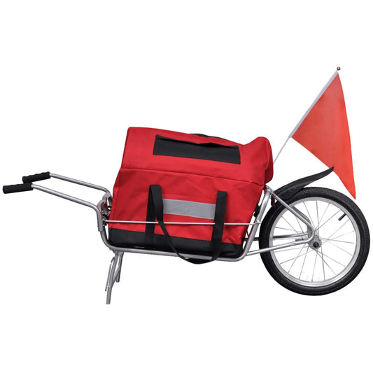 Bicycle cargo trailer with one wheel and storage bag