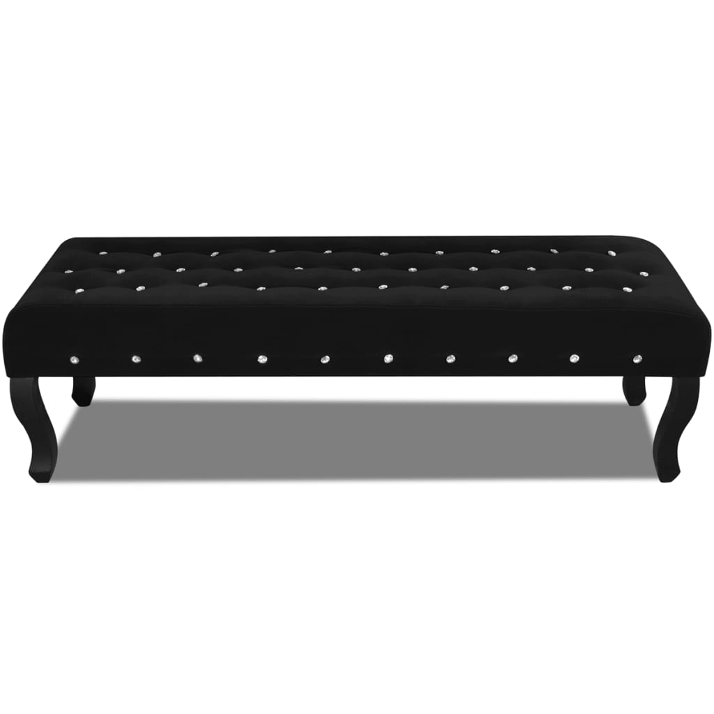 Bancă din catifea, cu nasturi de cristal, negru