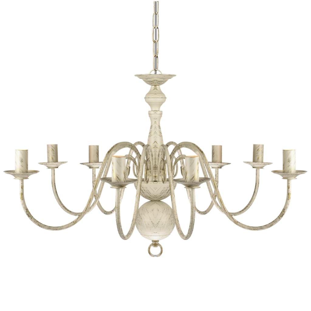 Candelabru alb de metal în stil antic 8 x becuri E14