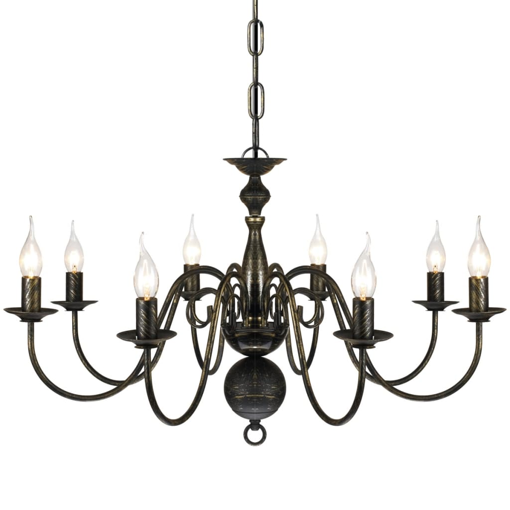 Candelabru alb de metal în stil antichizat, 8 x becuri E14