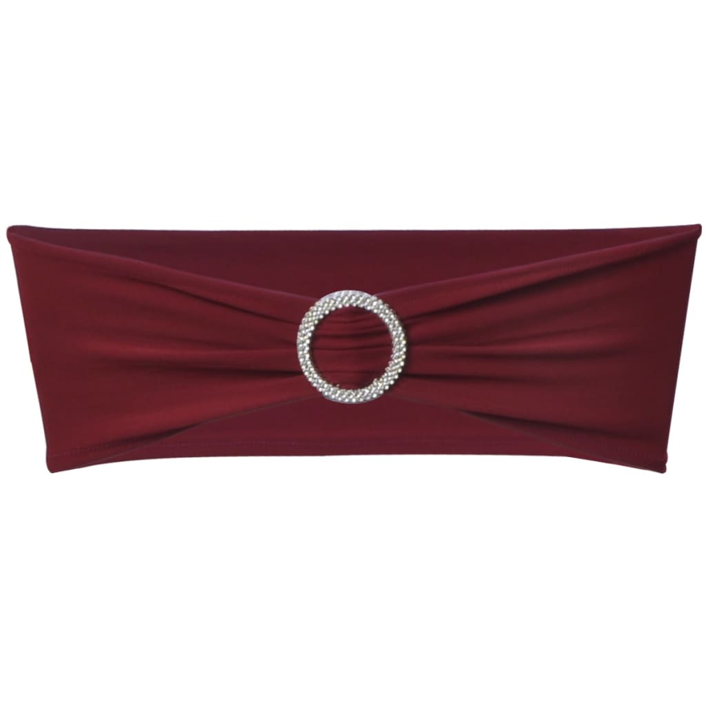 Fundă elastică decorativă scaun, cataramă diamante, bordo, 25 buc.