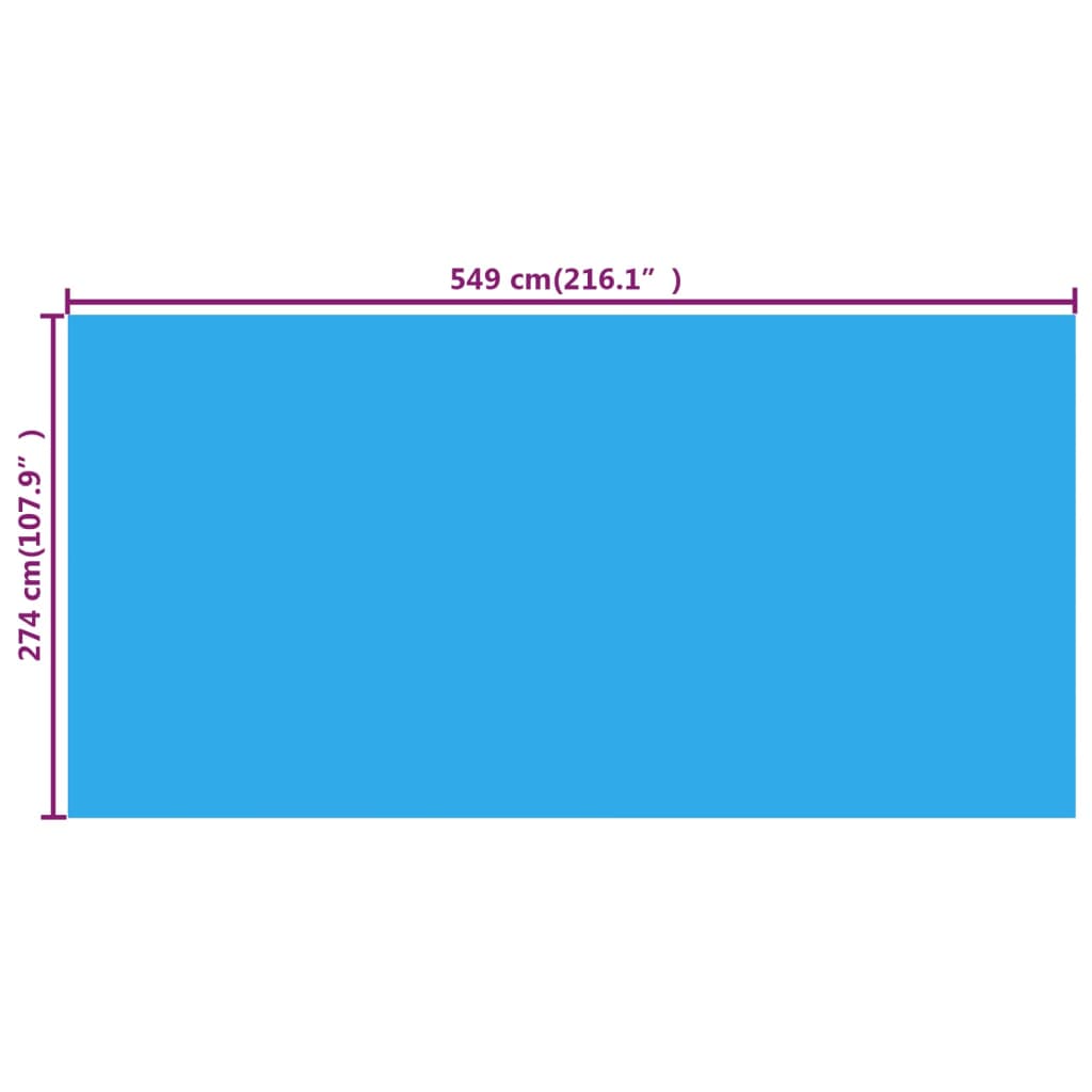 Rectangular PE pool liner, 549 x 274 cm, blue