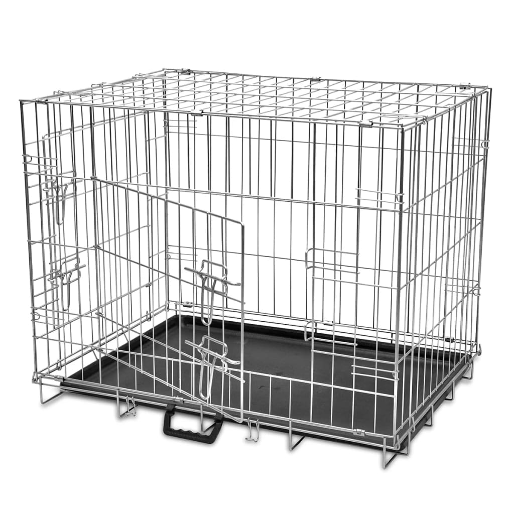 Foldable dog cage, metal, L