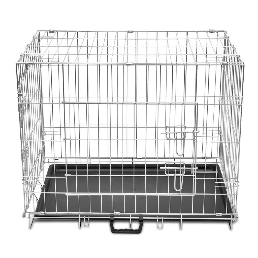Foldable dog cage, metal, L