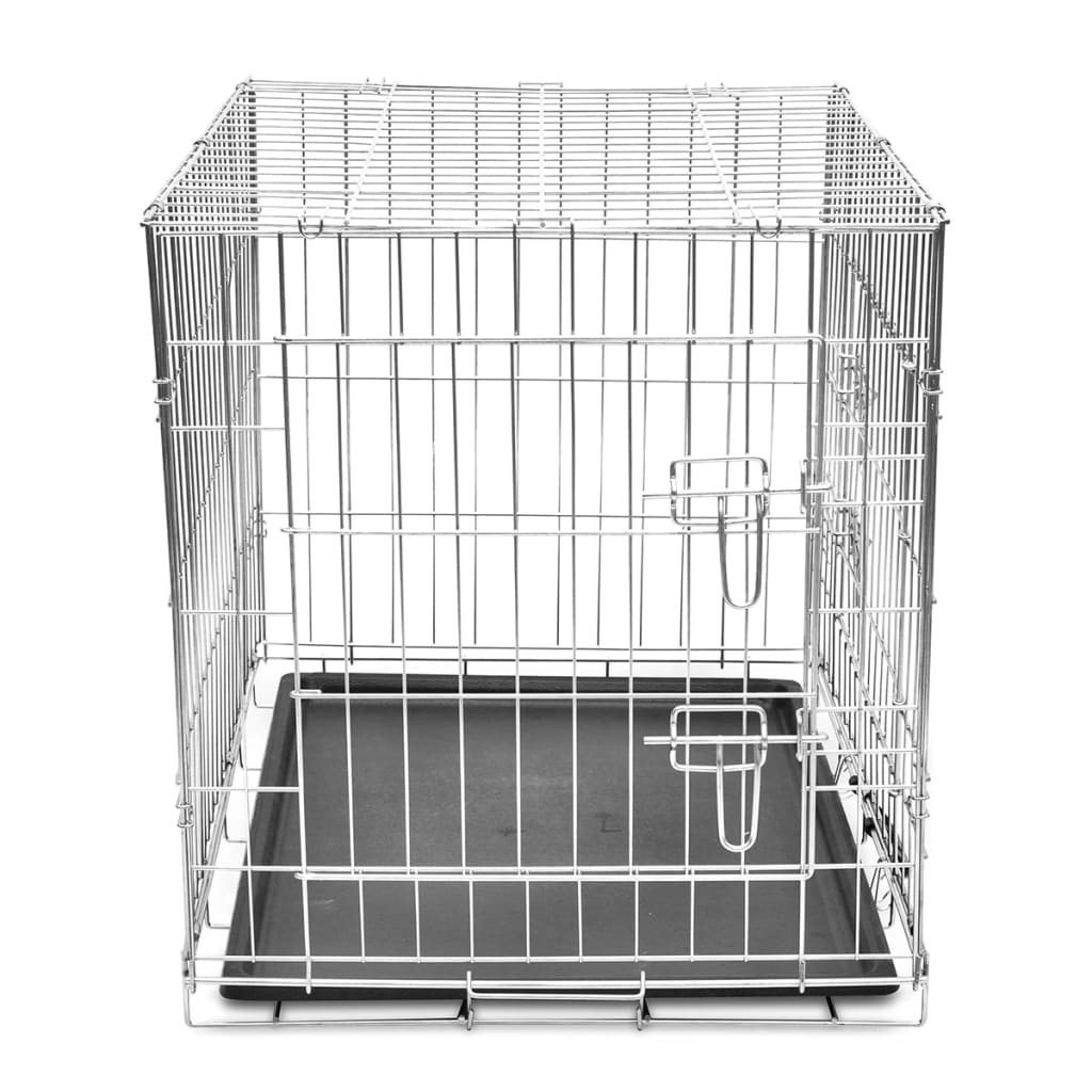 Foldable dog cage, metal, L