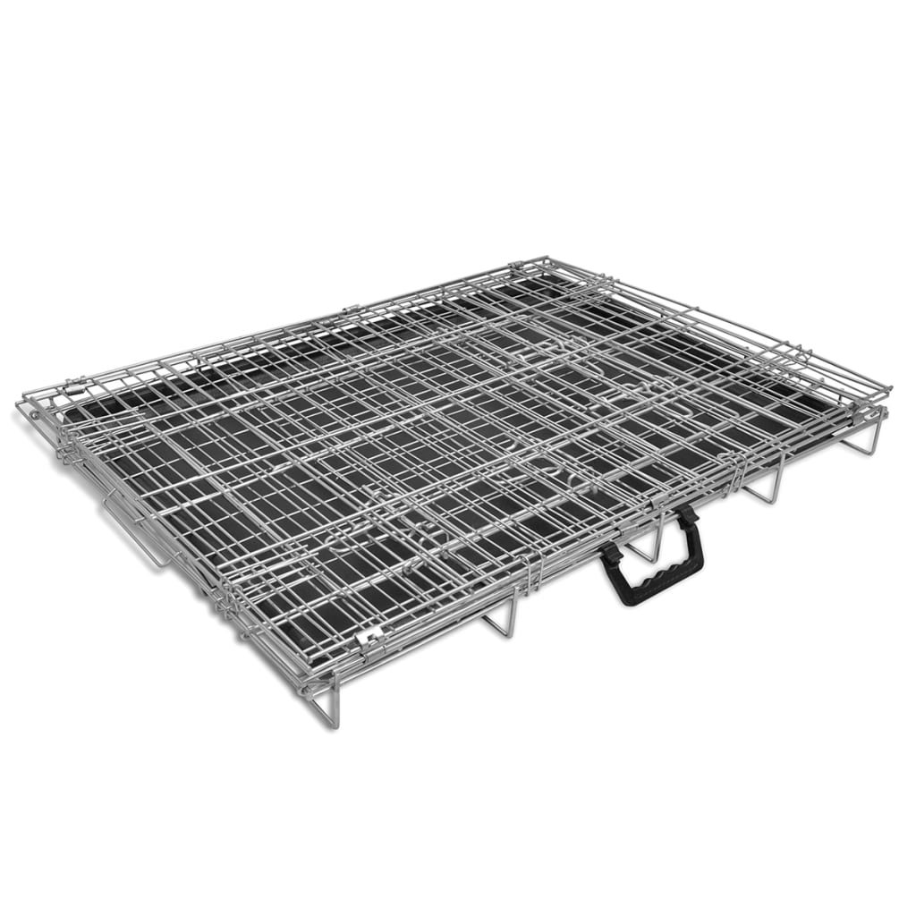 Foldable dog cage, metal, L