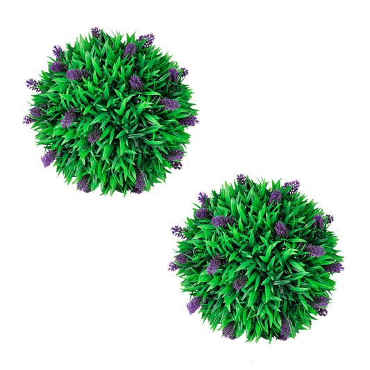 Set de 2 arbuști ornamentali artificiali, bilă cu lavandă, 30 cm