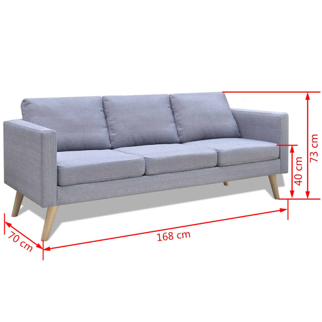 3-seater sofa, textile material, light grey