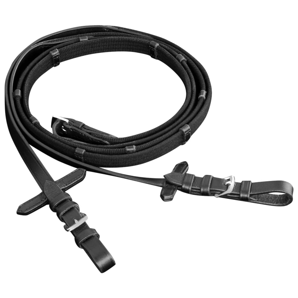 Pony leather bridle with hook and loop, black