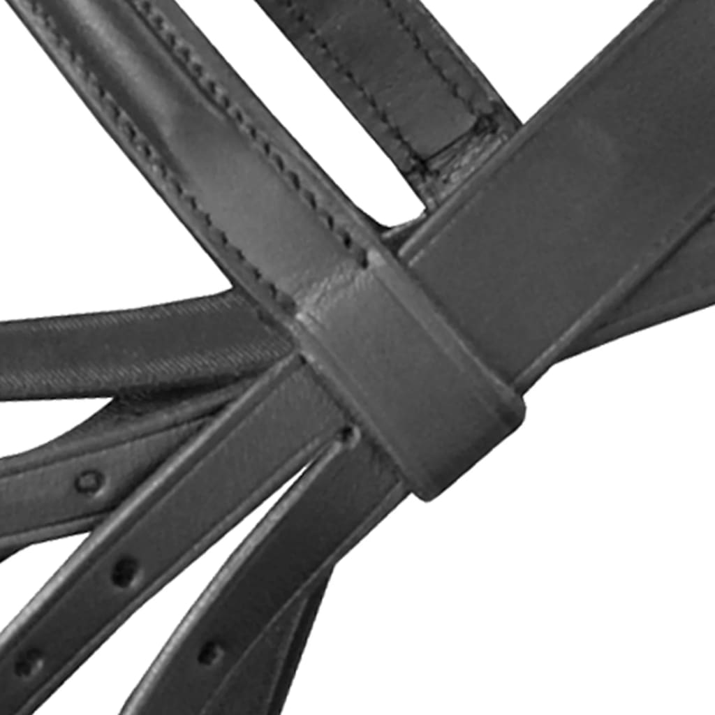 Pony leather bridle with hook and loop, black