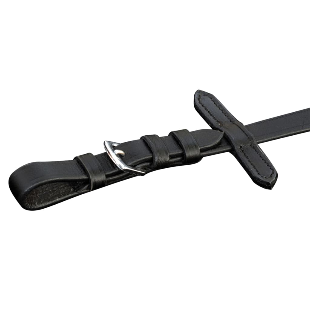 Pony leather bridle with hook and loop, black