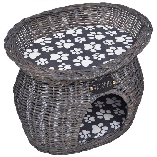 Cat set/bed/scratching post, with cushion, wicker