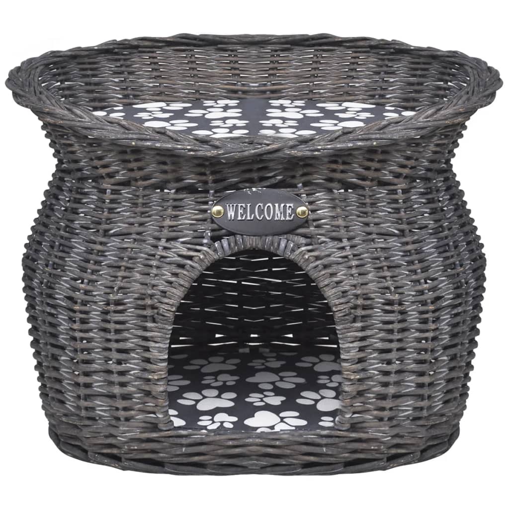 Cat set/bed/scratching post, with cushion, wicker