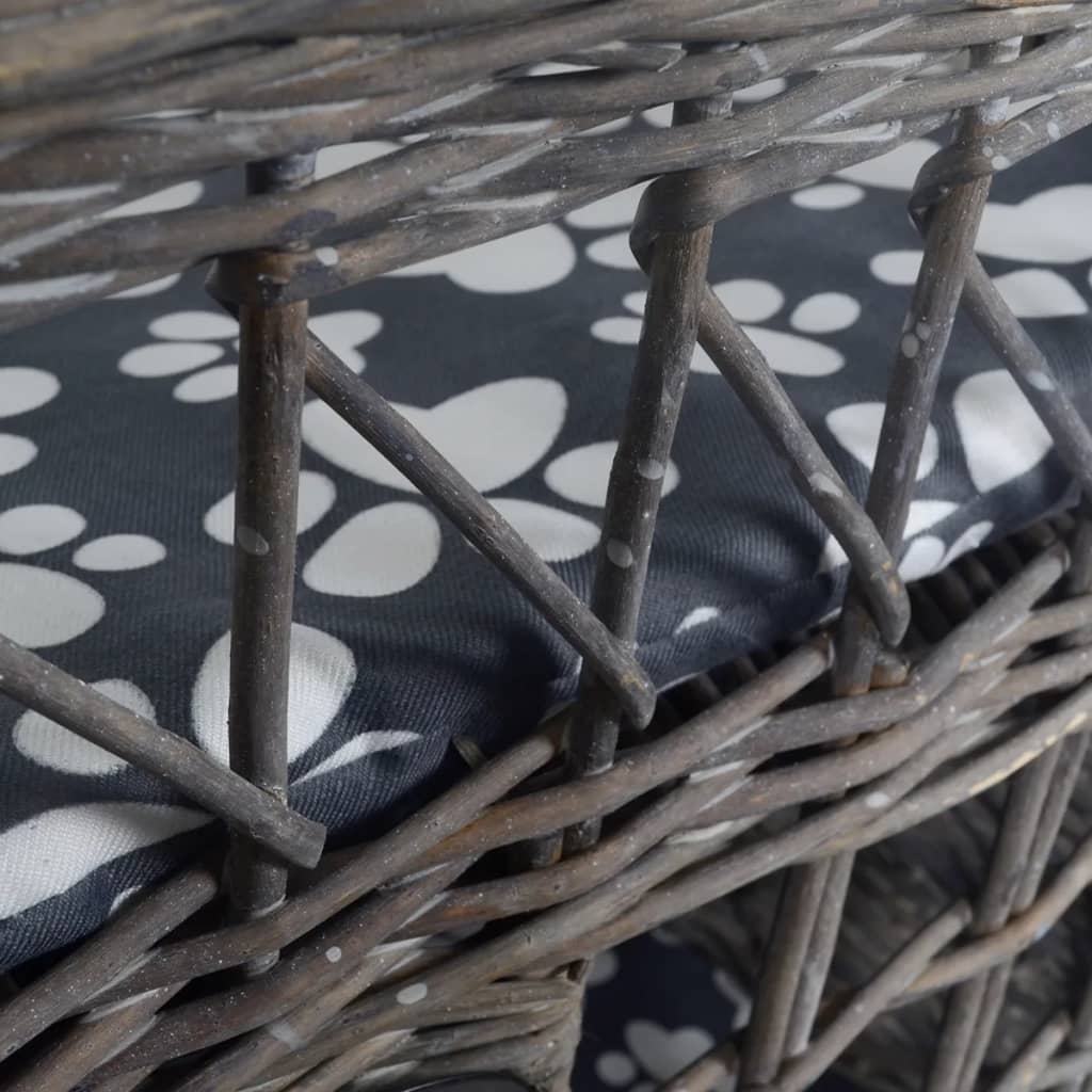 Cat set/bed/scratching post, with cushion, wicker