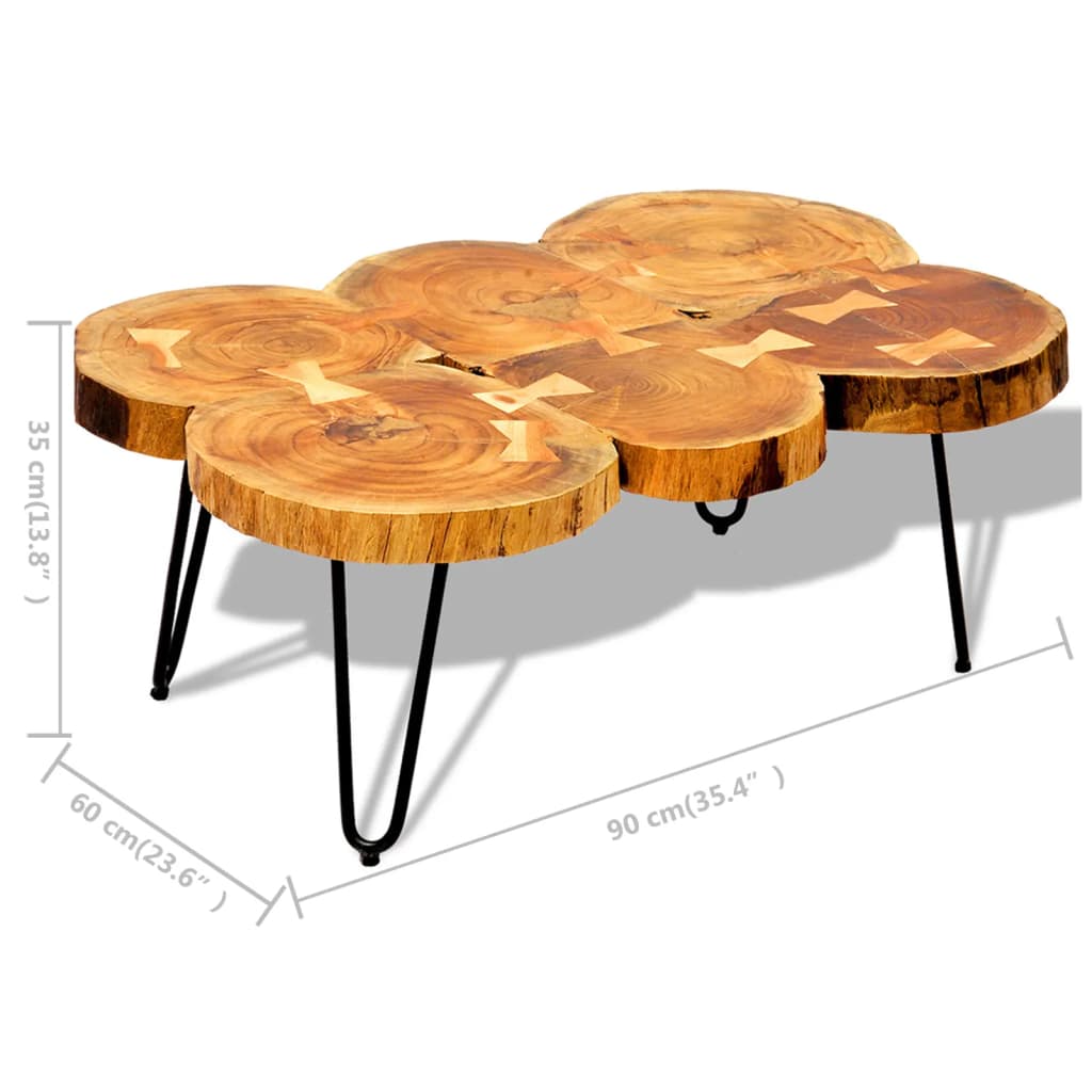 Coffee table, 35 cm, 6 knobs, solid sheesham wood