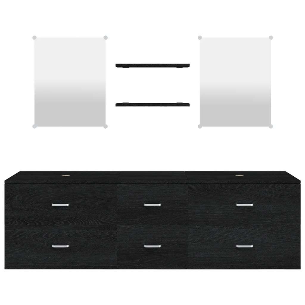 vidaXL Set mobilier de baie, 5 piese, negru, lemn prelucrat