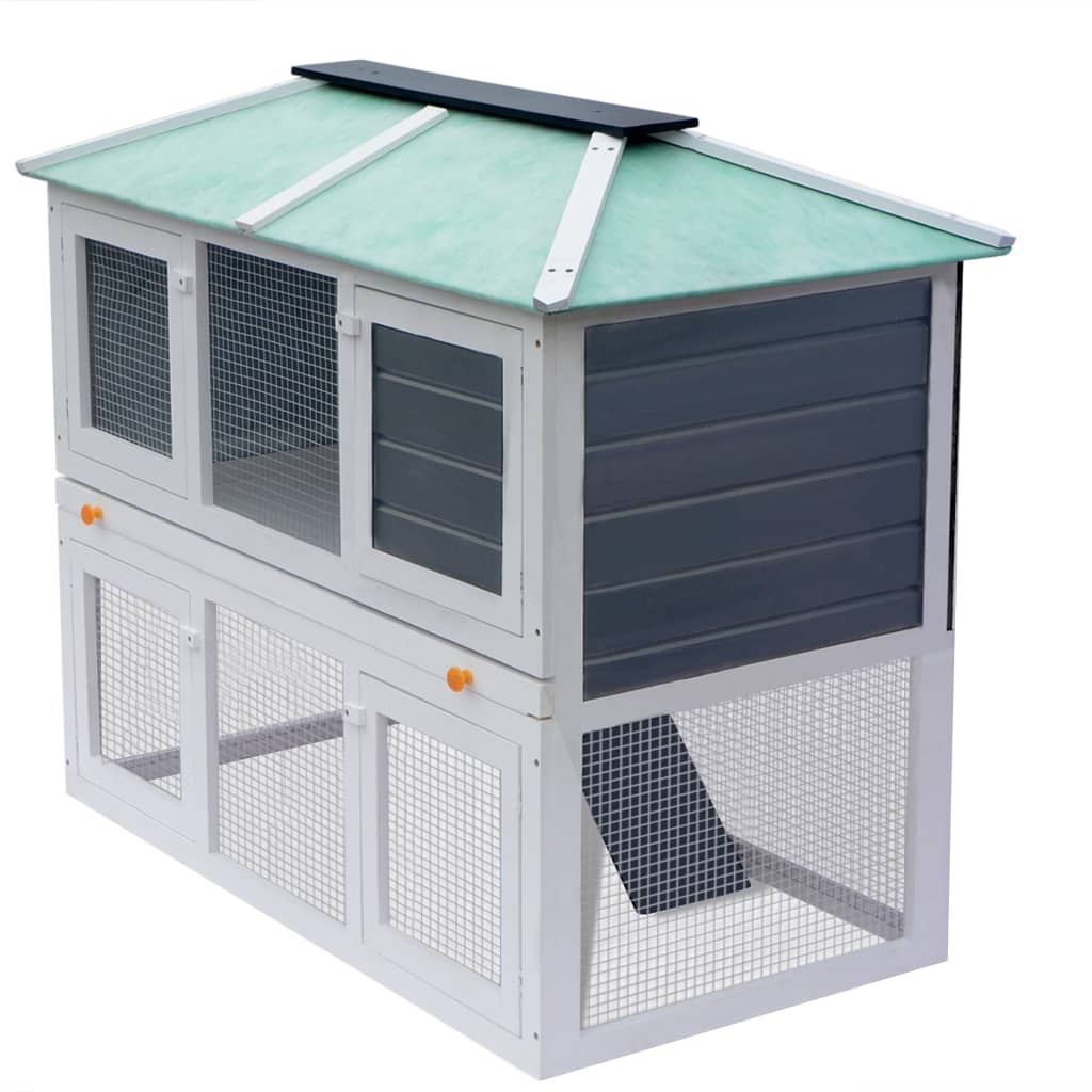 Cage for rabbits and other animals, with two levels, wood