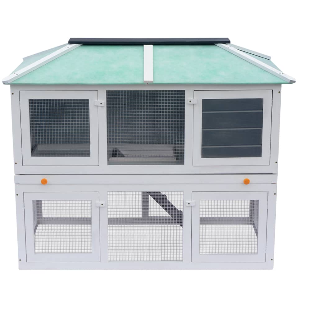 Cage for rabbits and other animals, with two levels, wood