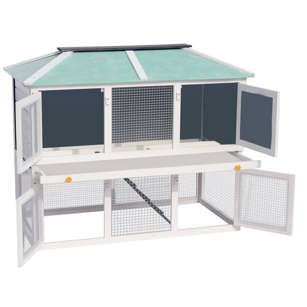 Cage for rabbits and other animals, with two levels, wood