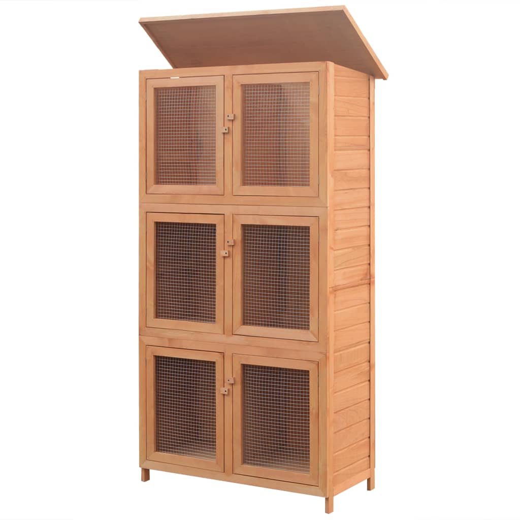 Cage for rabbits and other animals, 6 rooms, wood