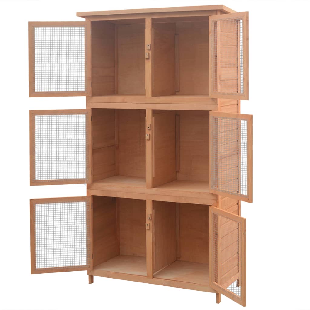 Cage for rabbits and other animals, 6 rooms, wood
