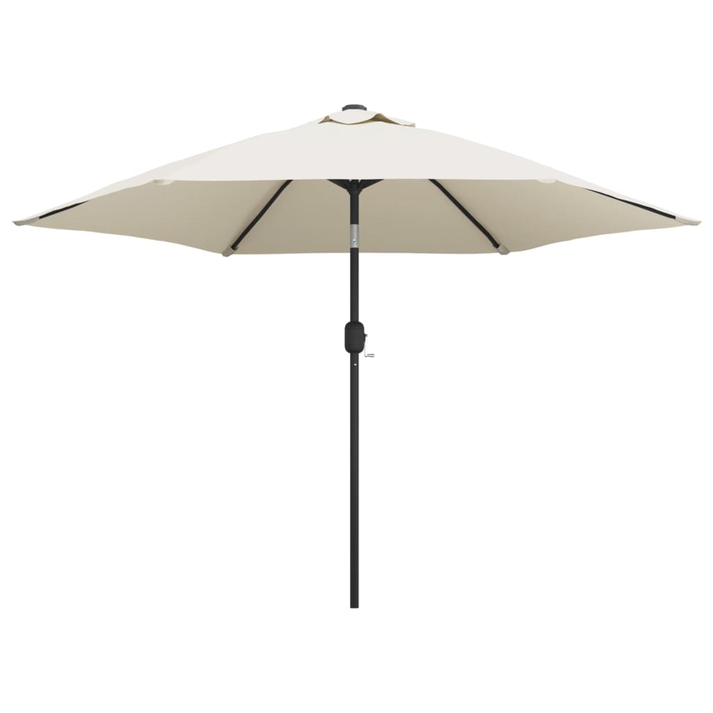 Umbrelă de soare de grădină în consolă cu LED, alb nisipiu, 3 m