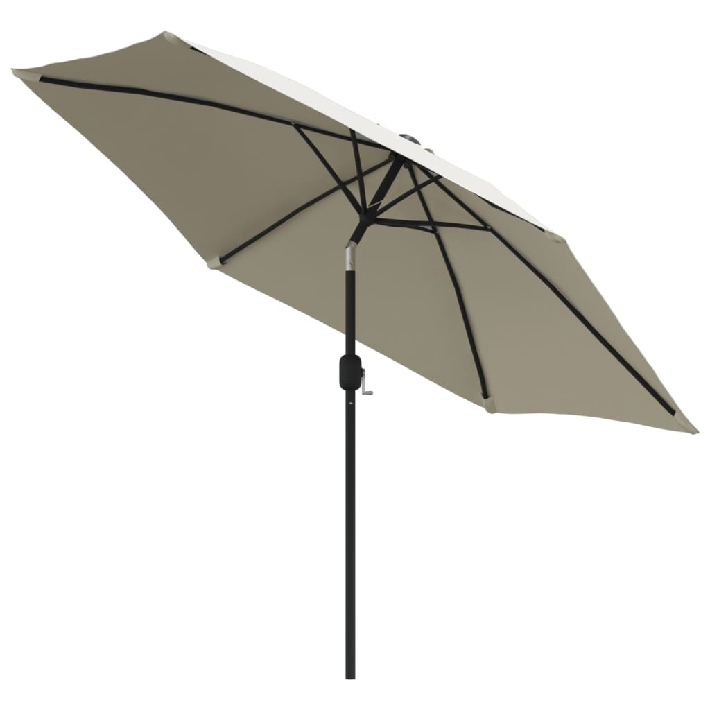 Umbrelă de soare de grădină în consolă cu LED, alb nisipiu, 3 m