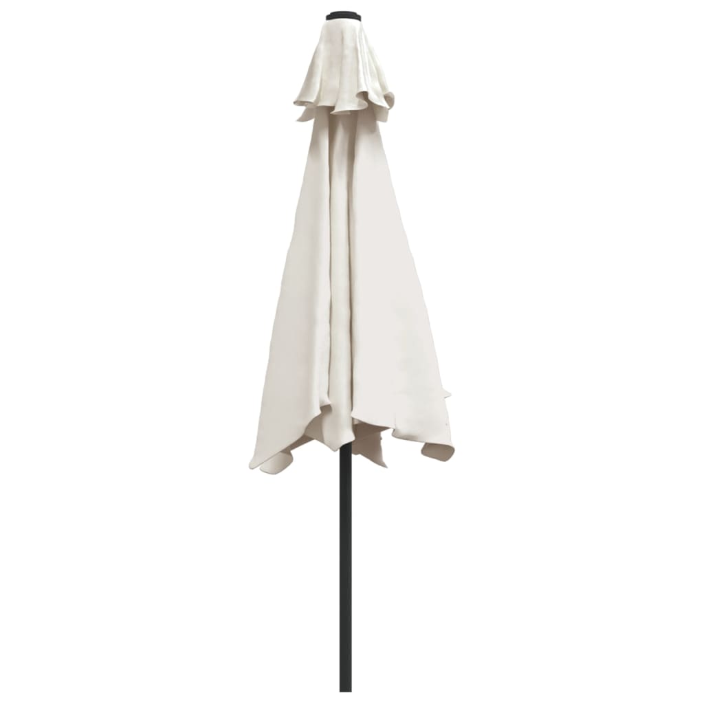 Umbrelă de soare de grădină în consolă cu LED, alb nisipiu, 3 m