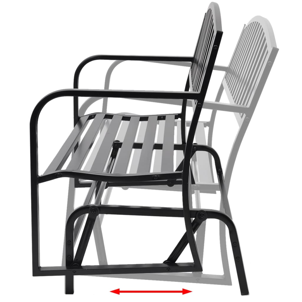 Rocking bench, black, steel