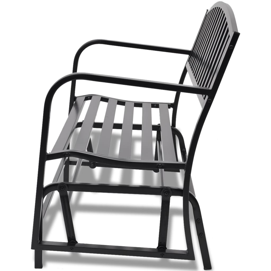 Rocking bench, black, steel