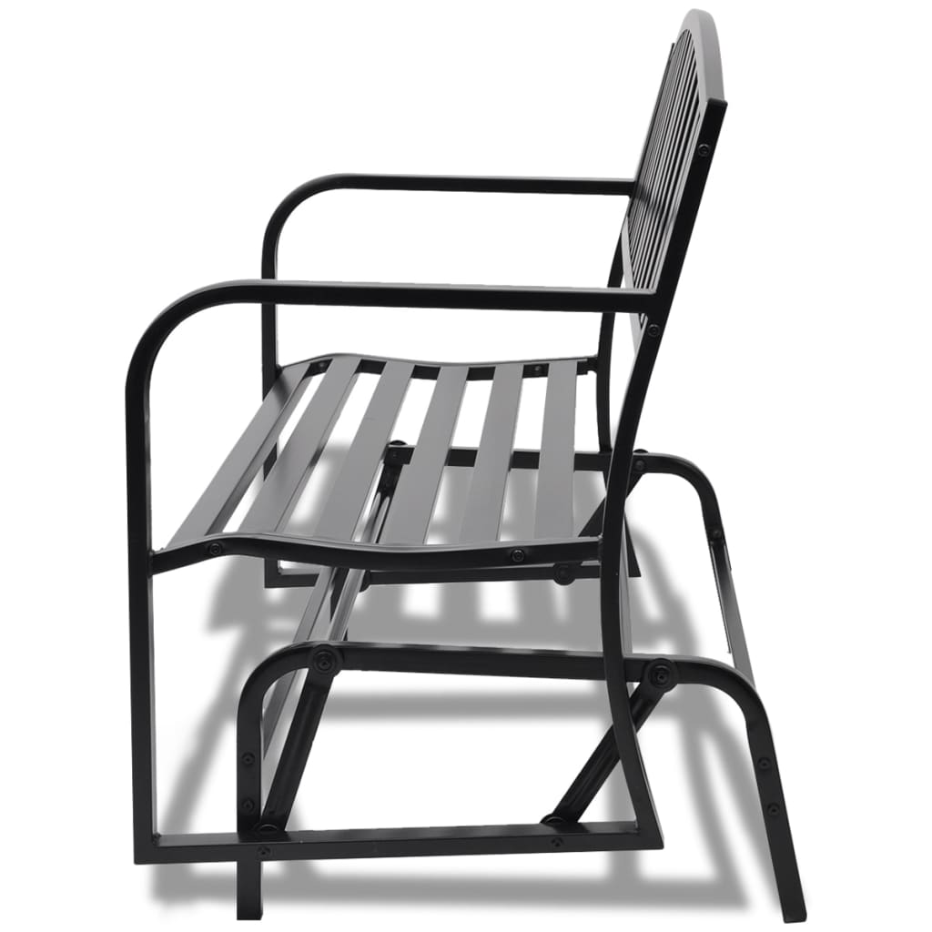 Rocking bench, black, steel