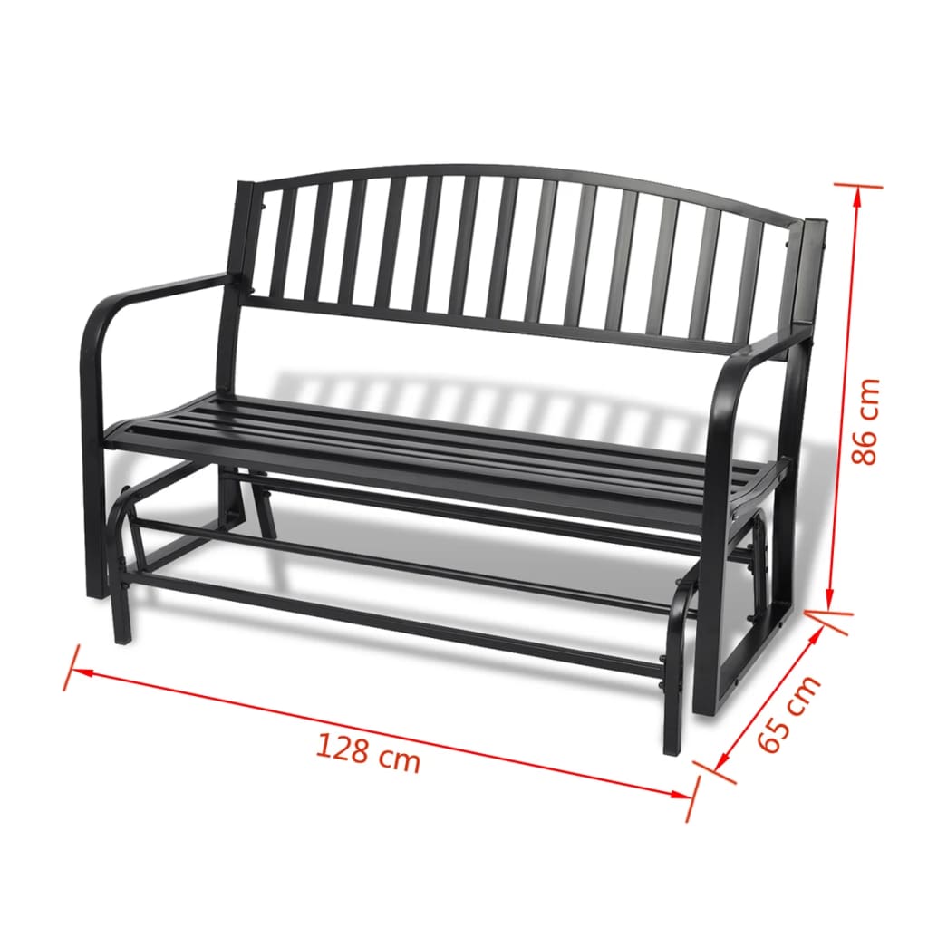 Rocking bench, black, steel