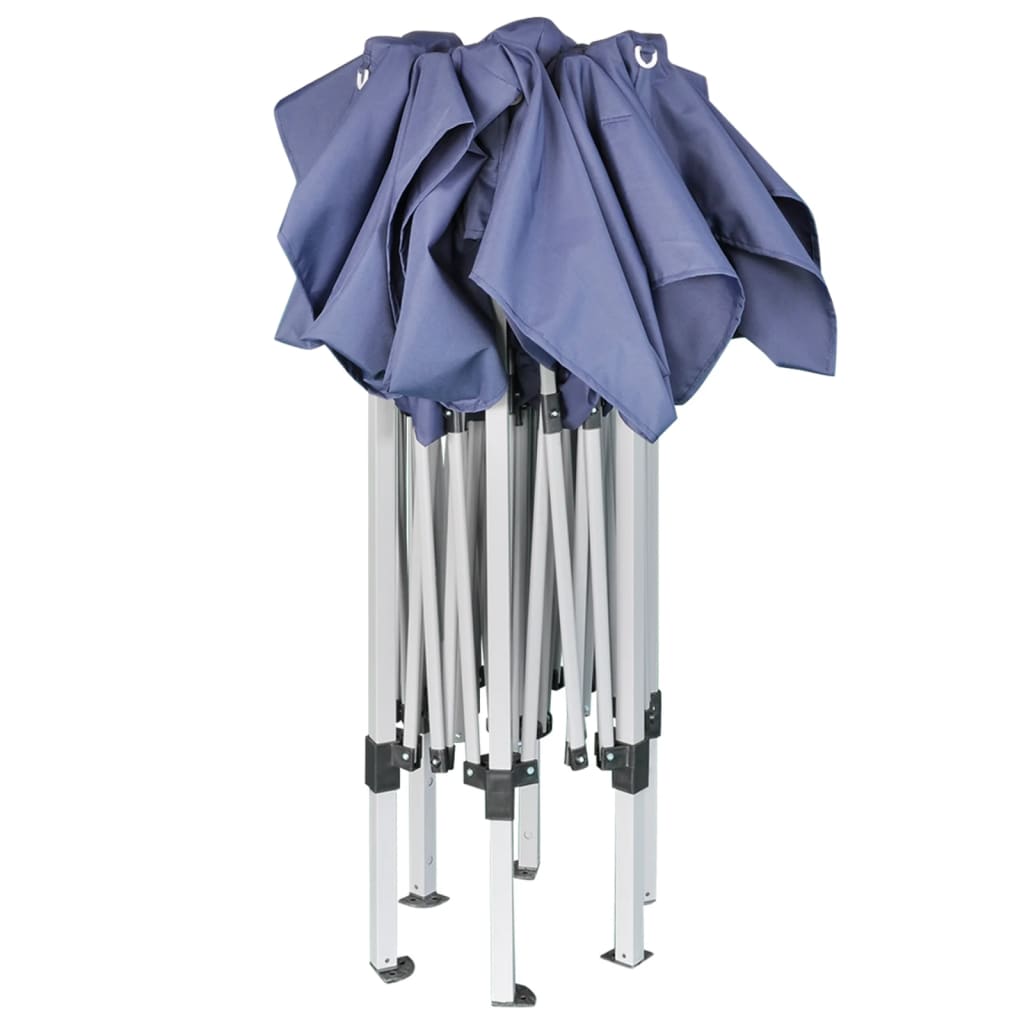 Marchiză pliabilă hexagonală, albastru închis, 3,6 x 3,1 m