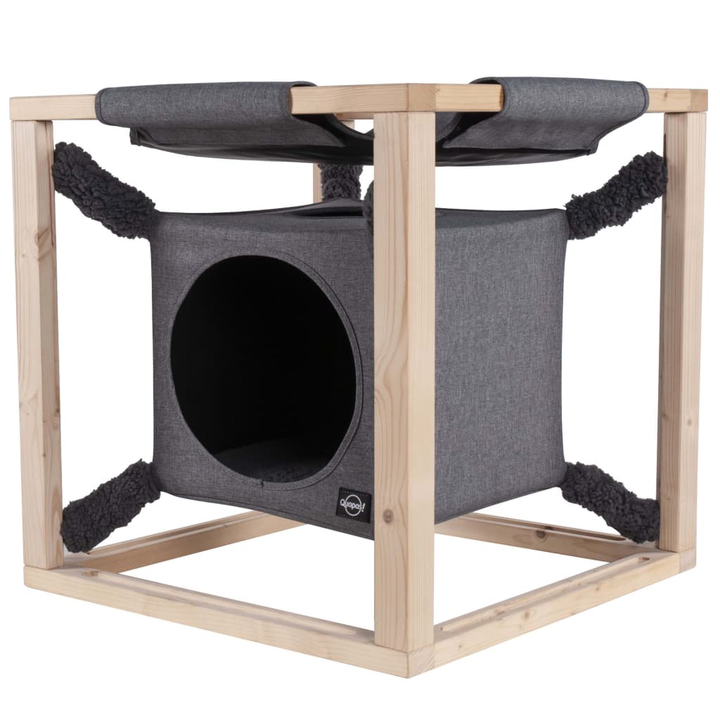 Quapas! Cat bed with hammock "Catcube", grey, 54x54x54 cm, M