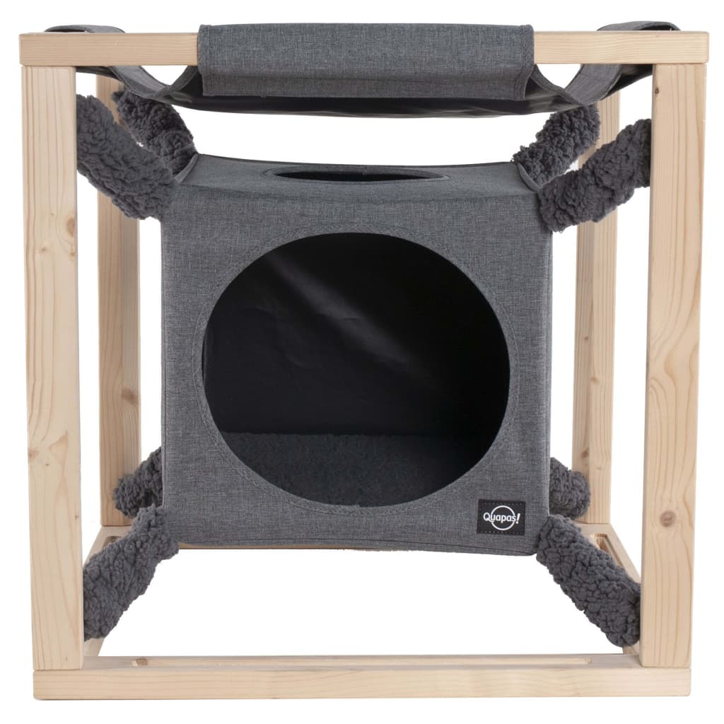 Quapas! Cat bed with hammock "Catcube", grey, 54x54x54 cm, M