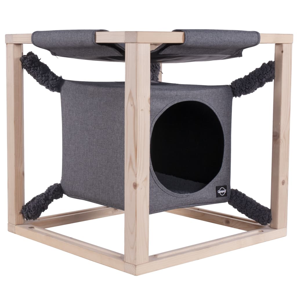 Quapas! Cat bed with hammock "Catcube", grey, 54x54x54 cm, M