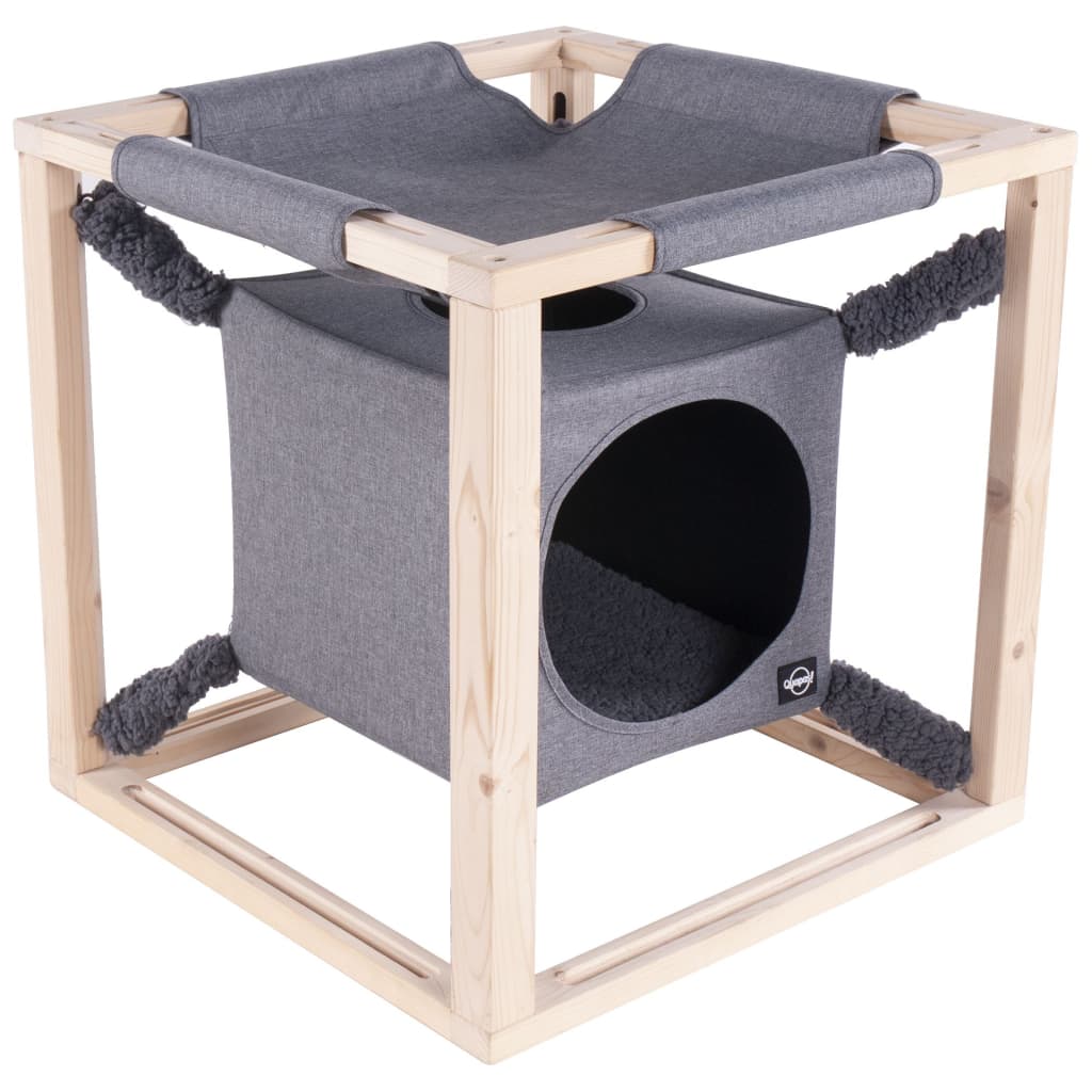 Quapas! Cat bed with hammock "Catcube", grey, 54x54x54 cm, M