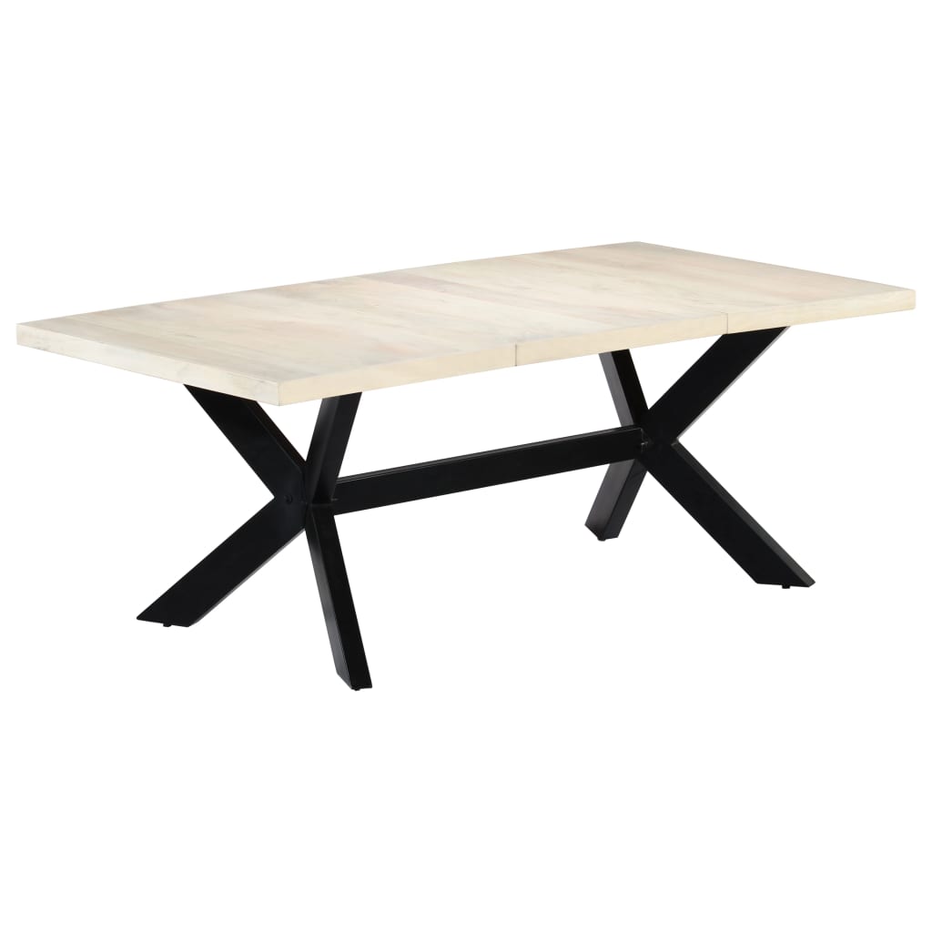 Kitchen table, white, 200x100x75 cm, solid mango wood