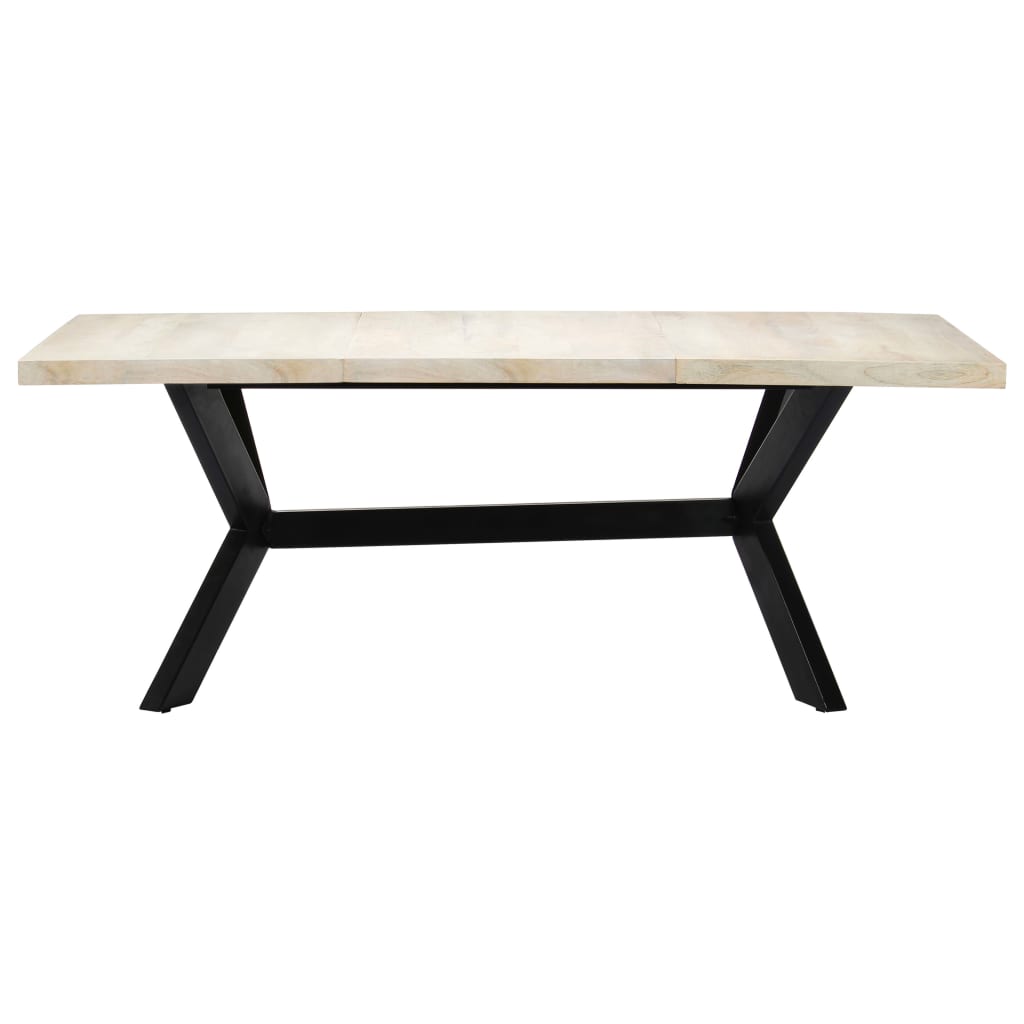 Kitchen table, white, 200x100x75 cm, solid mango wood
