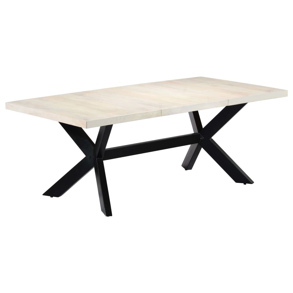 Kitchen table, white, 200x100x75 cm, solid mango wood