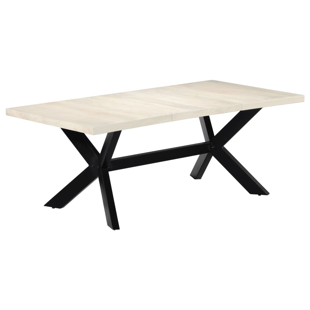 Kitchen table, white, 200x100x75 cm, solid mango wood