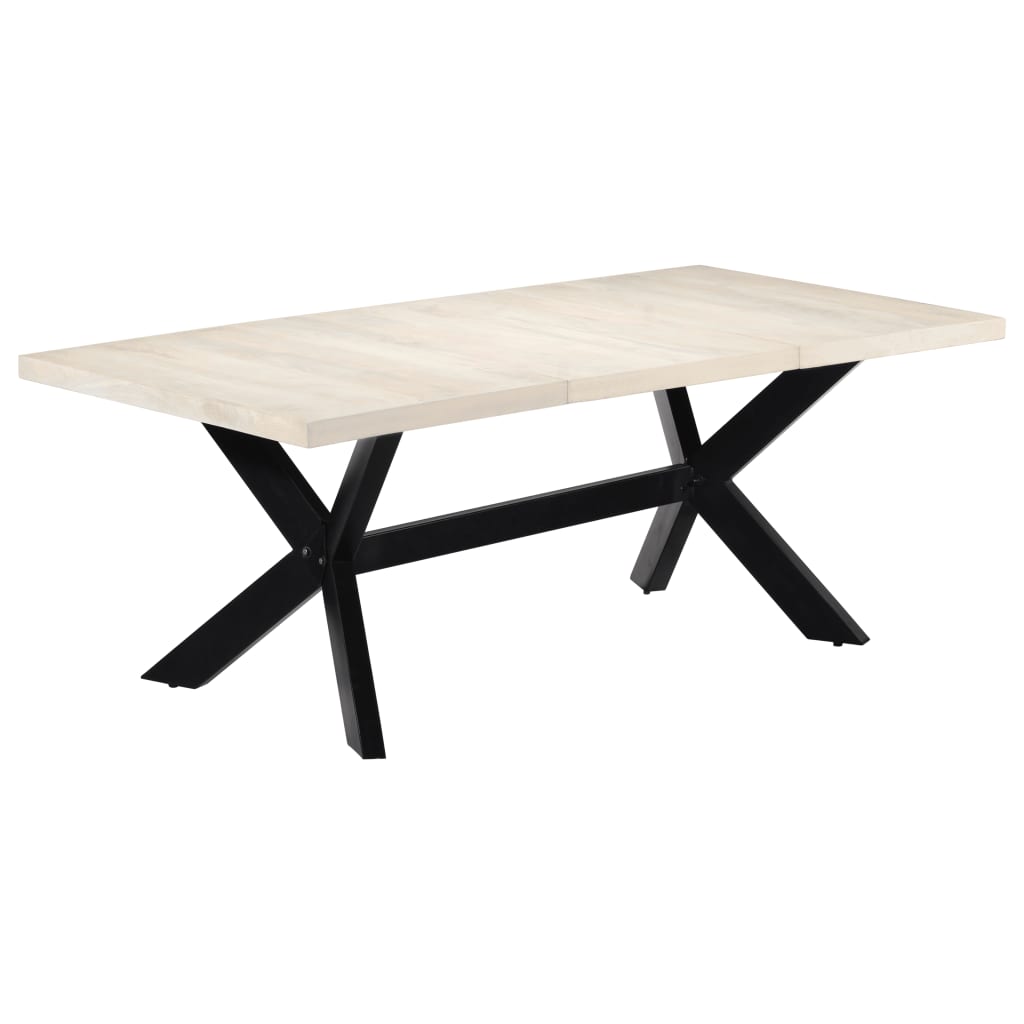 Kitchen table, white, 200x100x75 cm, solid mango wood