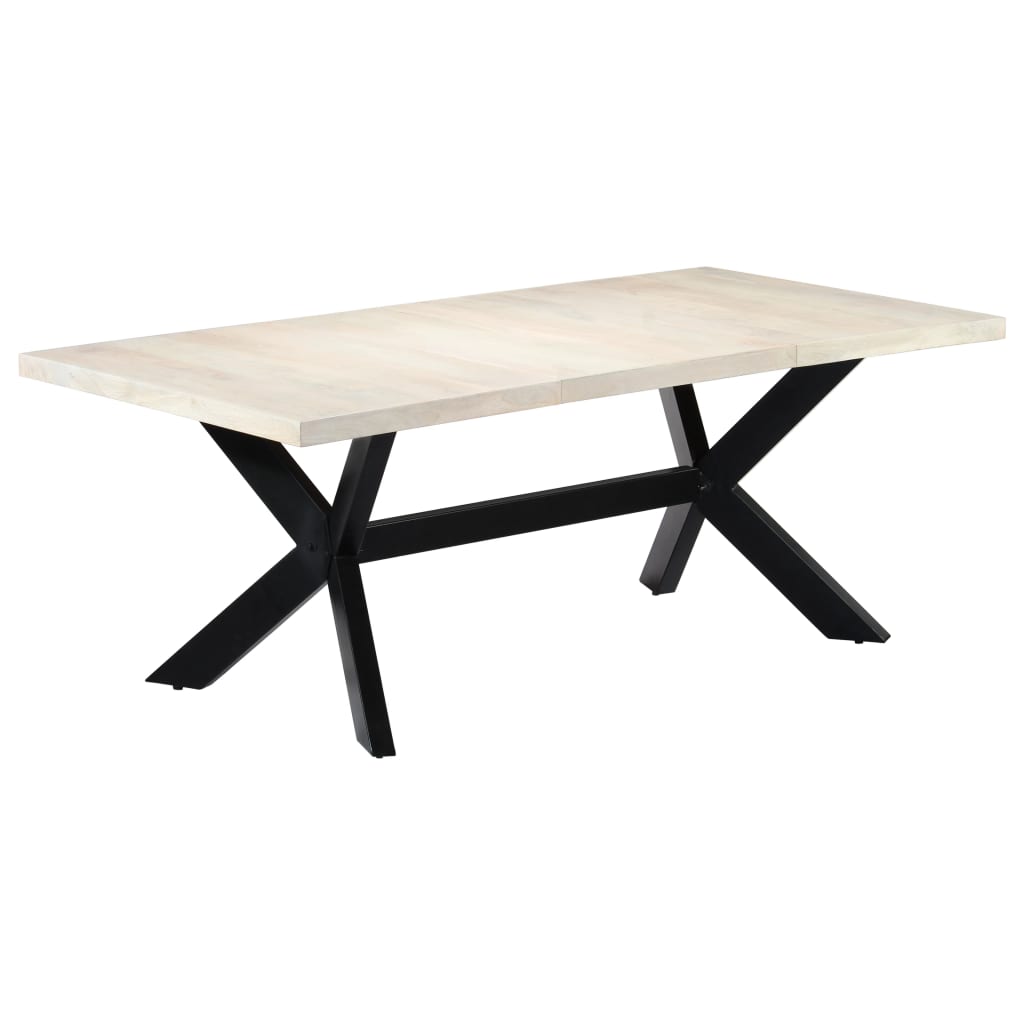Kitchen table, white, 200x100x75 cm, solid mango wood
